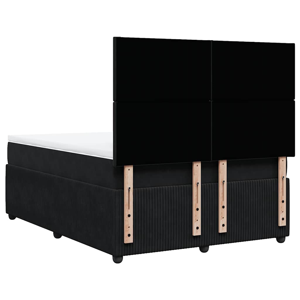 Κρεβάτι Boxspring με Στρώμα Μαύρο 140x190 εκ. Βελούδινο - Pakobazaar
