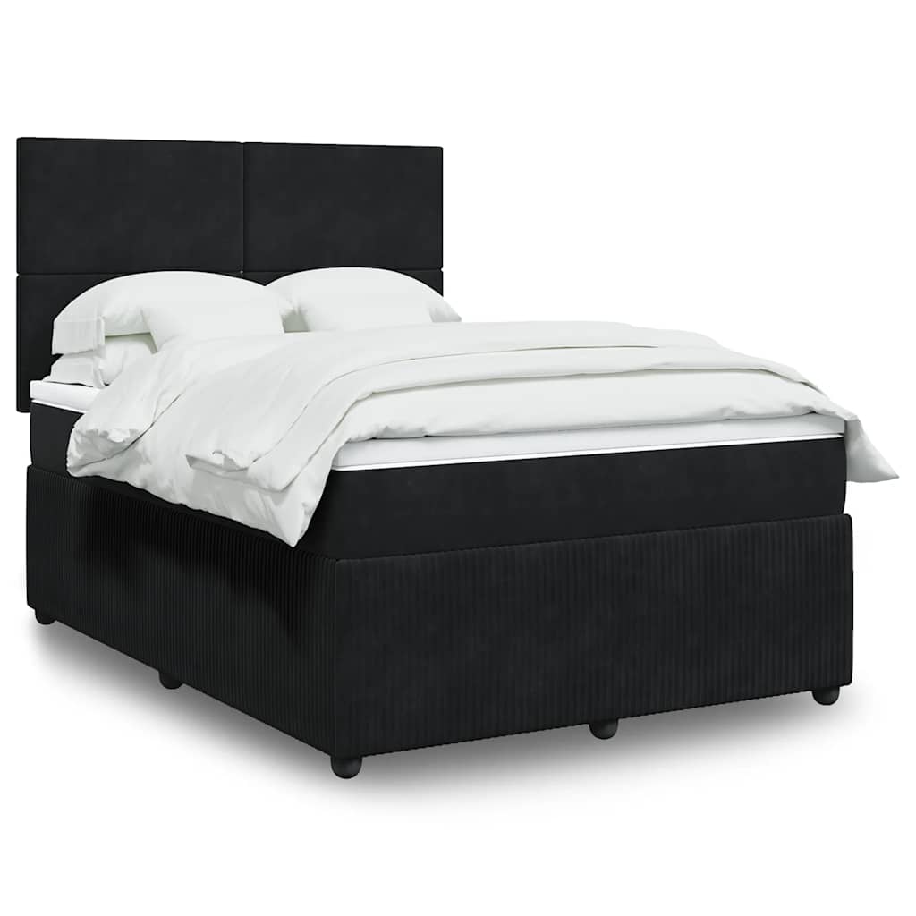 Κρεβάτι Boxspring με Στρώμα Μαύρο 140x190 εκ. Βελούδινο - Pakobazaar