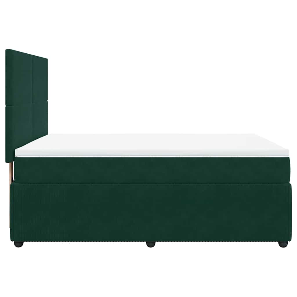 Κρεβάτι Boxspring με Στρώμα Σκούρο Πράσινο 140x190εκ. Βελούδινο