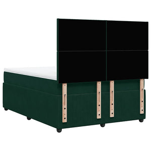 Κρεβάτι Boxspring με Στρώμα Σκούρο Πράσινο 140x190εκ. Βελούδινο
