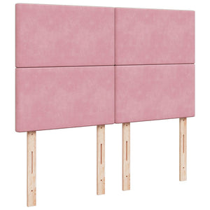 Κρεβάτι Boxspring με Στρώμα Ροζ 140x190 εκ. Βελούδινο - Pakobazaar