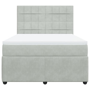 Κρεβάτι Boxspring με Στρώμα Ανοιχτό Γκρι 140x190 εκ. Βελούδινο - Pakobazaar