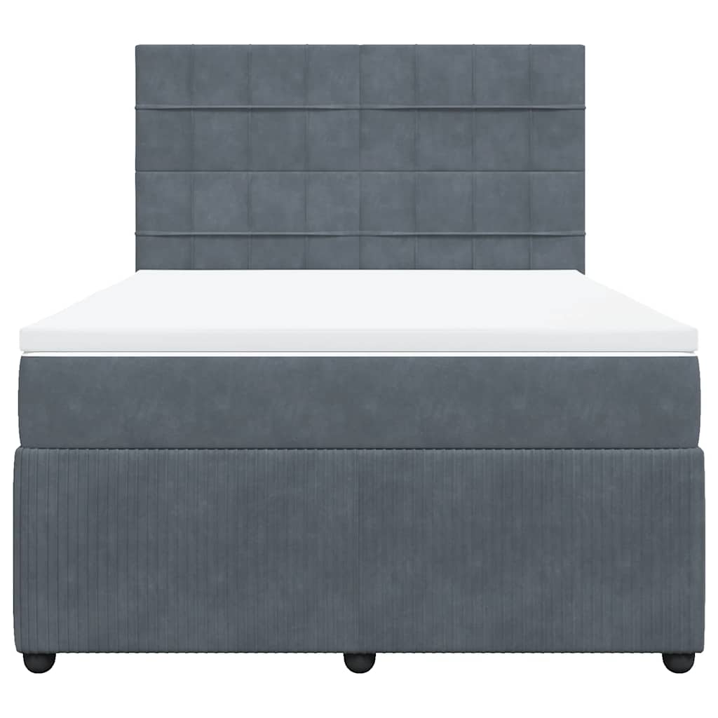 Κρεβάτι Boxspring με Στρώμα Σκούρο Γκρι 140x190 εκ. Βελούδινο