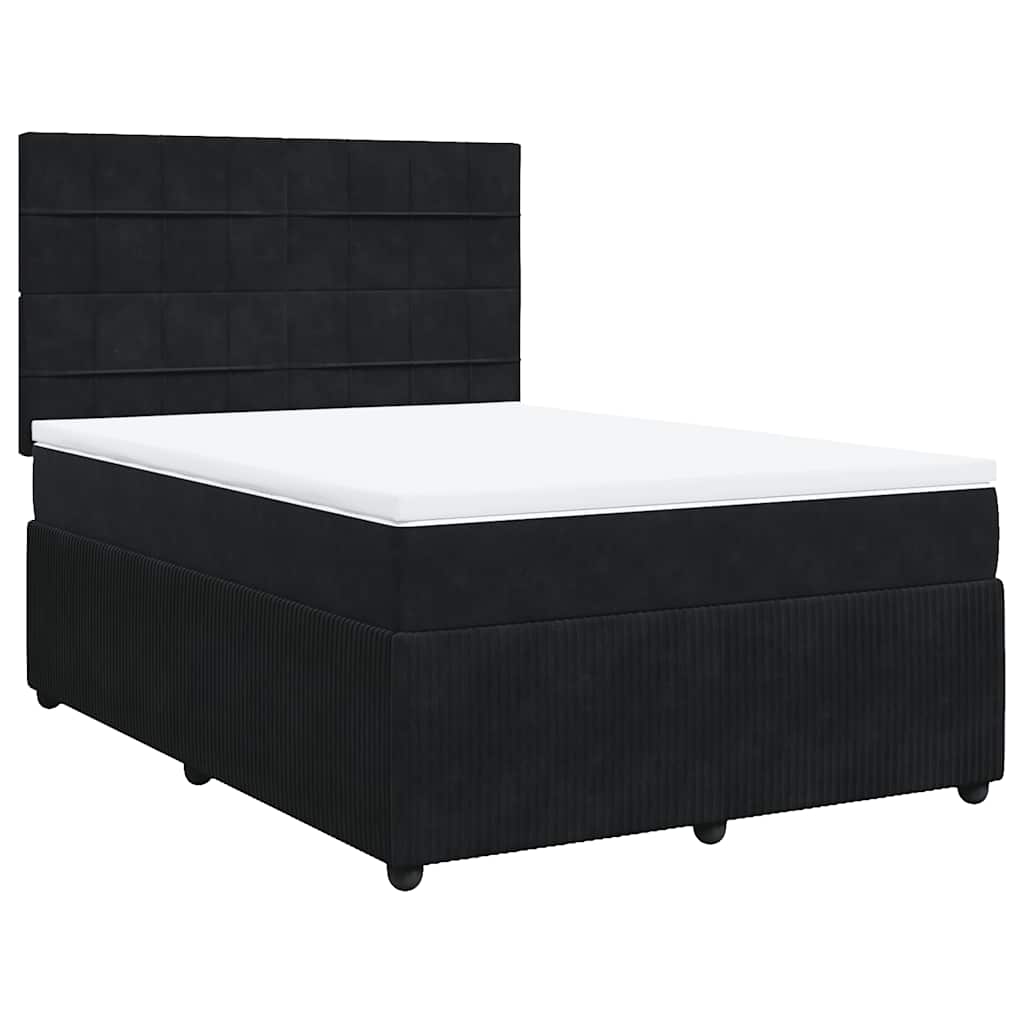 Κρεβάτι Boxspring με Στρώμα Μαύρο 140x190 εκ. Βελούδινο - Pakobazaar