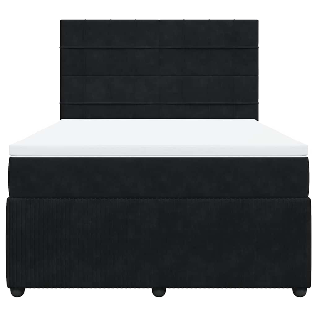 Κρεβάτι Boxspring με Στρώμα Μαύρο 140x190 εκ. Βελούδινο - Pakobazaar