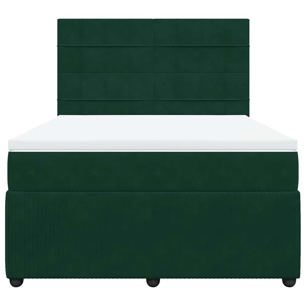 Κρεβάτι Boxspring με Στρώμα Σκούρο Πράσινο 140x190εκ. Βελούδινο