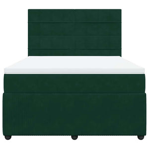 Κρεβάτι Boxspring με Στρώμα Σκούρο Πράσινο 140x190εκ. Βελούδινο