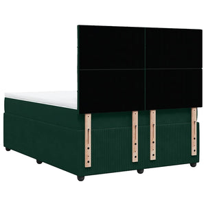 Κρεβάτι Boxspring με Στρώμα Σκούρο Πράσινο 140x190εκ. Βελούδινο