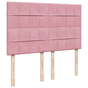 Κρεβάτι Boxspring με Στρώμα Ροζ 140x190 εκ. Βελούδινο - Pakobazaar