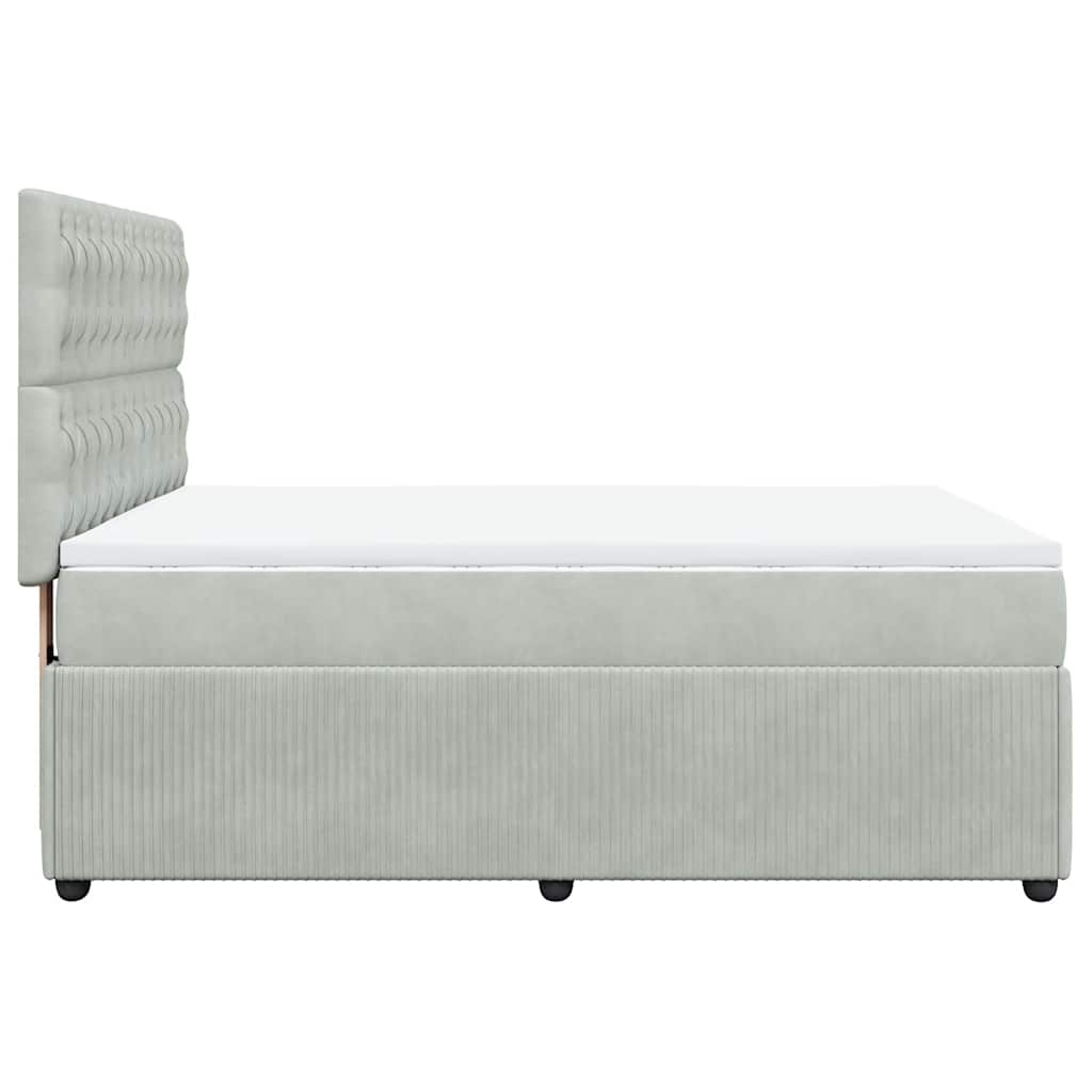 Κρεβάτι Boxspring με Στρώμα Ανοιχτό Γκρι 140x190 εκ. Βελούδινο