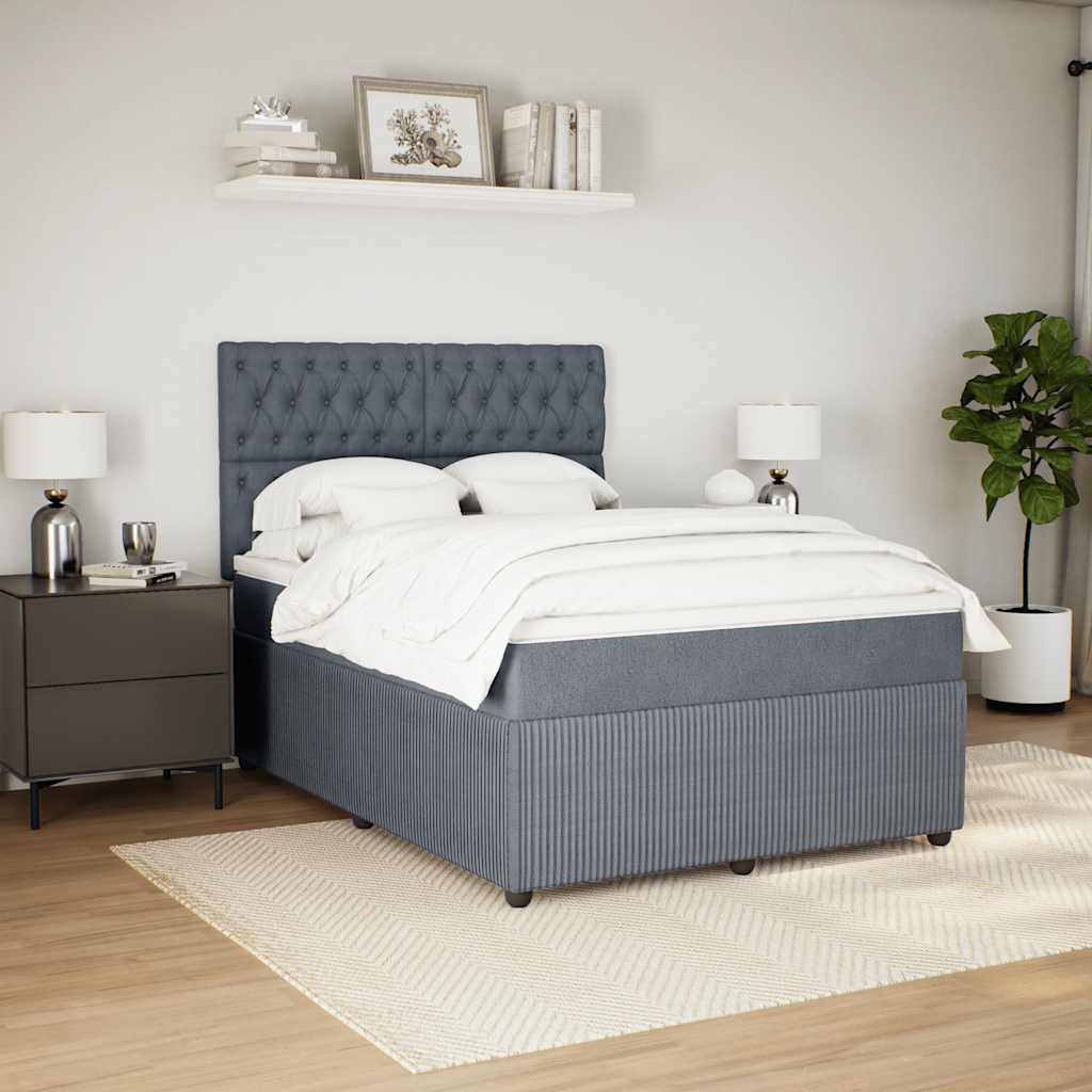 Κρεβάτι Boxspring με Στρώμα Σκούρο Γκρι 140x190 εκ. Βελούδινο