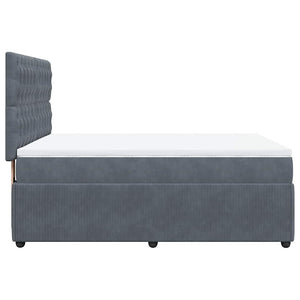 Κρεβάτι Boxspring με Στρώμα Σκούρο Γκρι 140x190 εκ. Βελούδινο