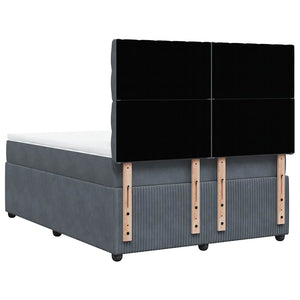 Κρεβάτι Boxspring με Στρώμα Σκούρο Γκρι 140x190 εκ. Βελούδινο