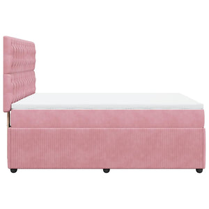 Κρεβάτι Boxspring με Στρώμα Ροζ 140x190 εκ. Βελούδινο - Pakobazaar