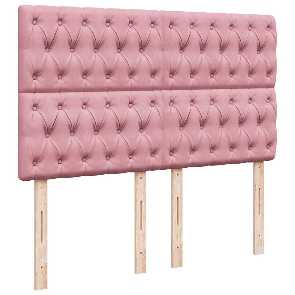 Κρεβάτι Boxspring με Στρώμα Ροζ 140x190 εκ. Βελούδινο - Pakobazaar
