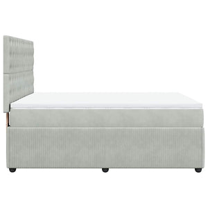 Κρεβάτι Boxspring με Στρώμα Ανοιχτό Γκρι 140x190 εκ. Βελούδινο - Pakobazaar