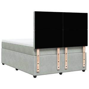 Κρεβάτι Boxspring με Στρώμα Ανοιχτό Γκρι 140x190 εκ. Βελούδινο - Pakobazaar