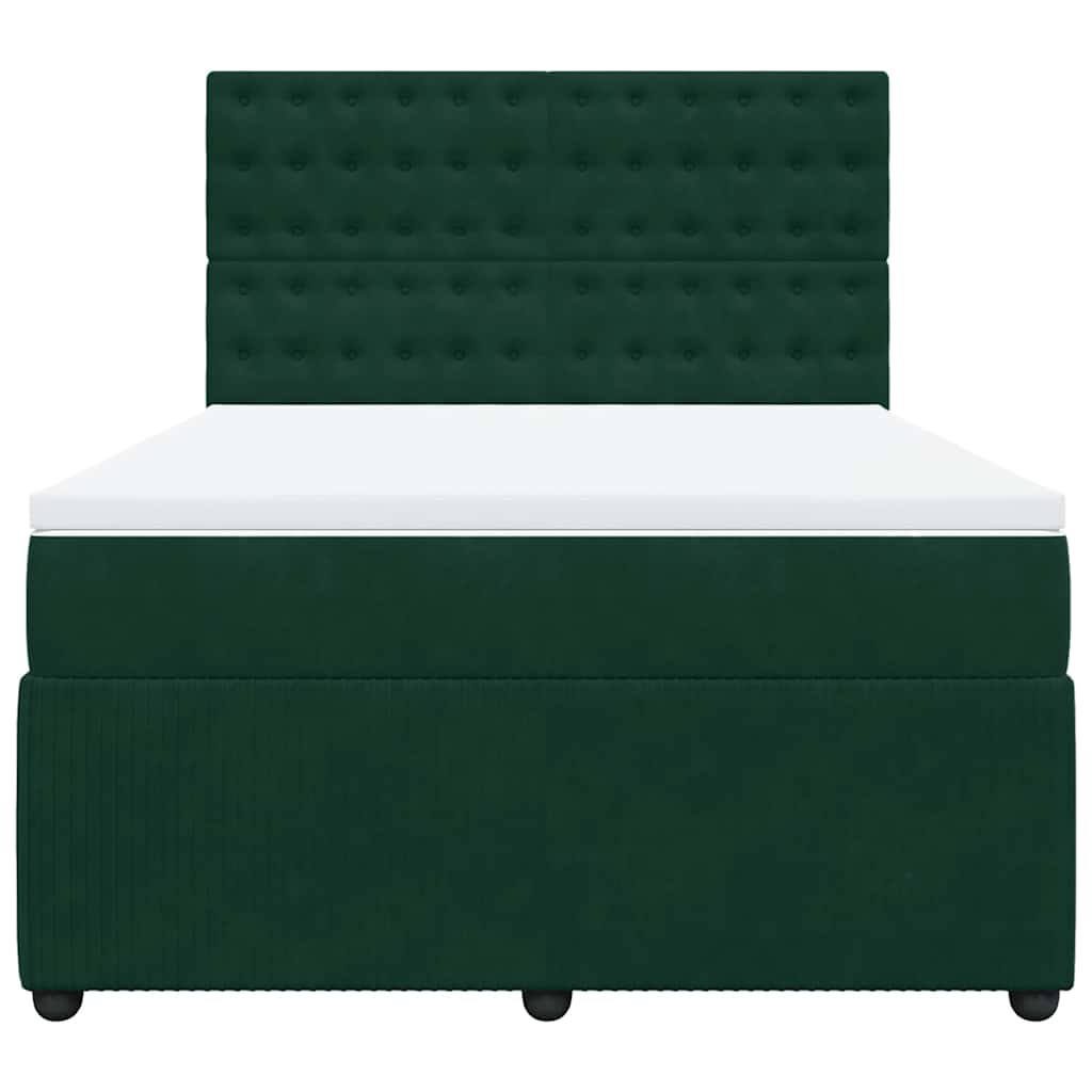 Κρεβάτι Boxspring με Στρώμα Σκούρο Πράσινο 140x190εκ. Βελούδινο