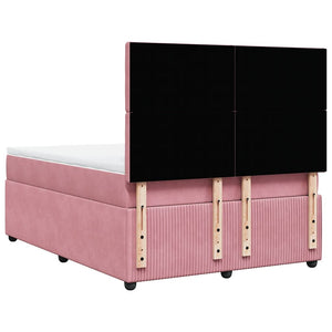 Κρεβάτι Boxspring με Στρώμα Ροζ 140x190 εκ. Βελούδινο - Pakobazaar