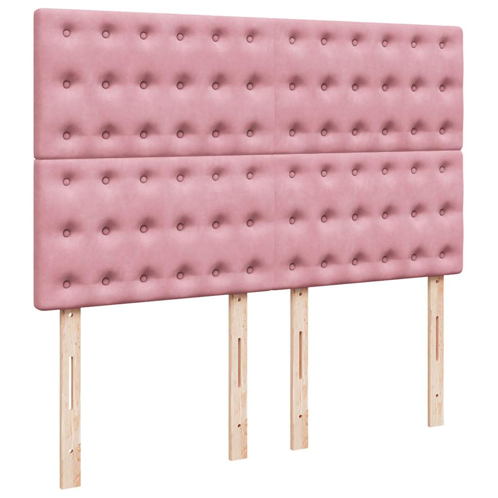 Κρεβάτι Boxspring με Στρώμα Ροζ 140x190 εκ. Βελούδινο - Pakobazaar