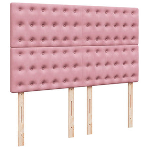 Κρεβάτι Boxspring με Στρώμα Ροζ 140x190 εκ. Βελούδινο - Pakobazaar