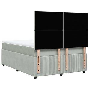 Κρεβάτι Boxspring με Στρώμα Ανοιχτό Γκρι 140x200 εκ. Βελούδινο - Pakobazaar