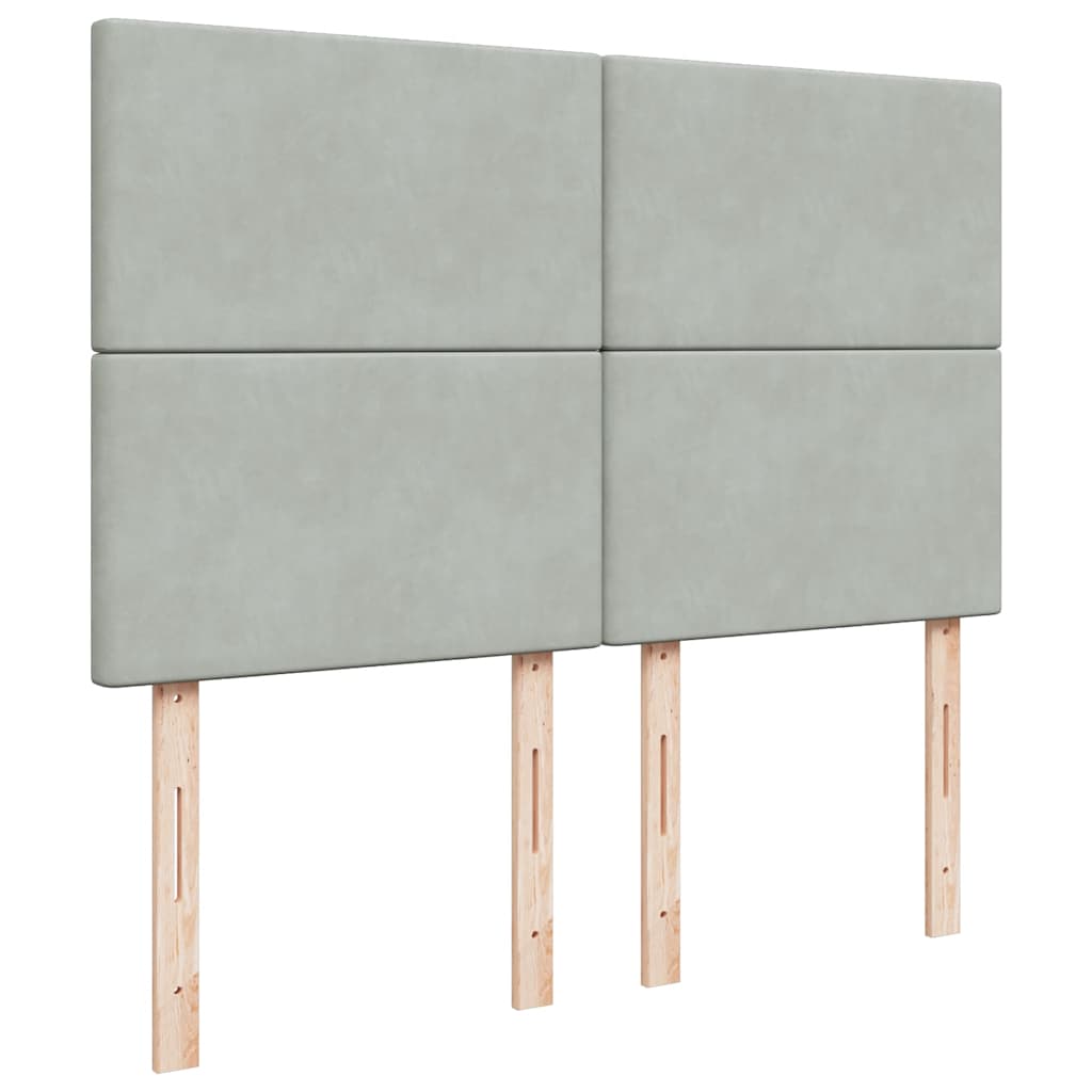 Κρεβάτι Boxspring με Στρώμα Ανοιχτό Γκρι 140x200 εκ. Βελούδινο - Pakobazaar