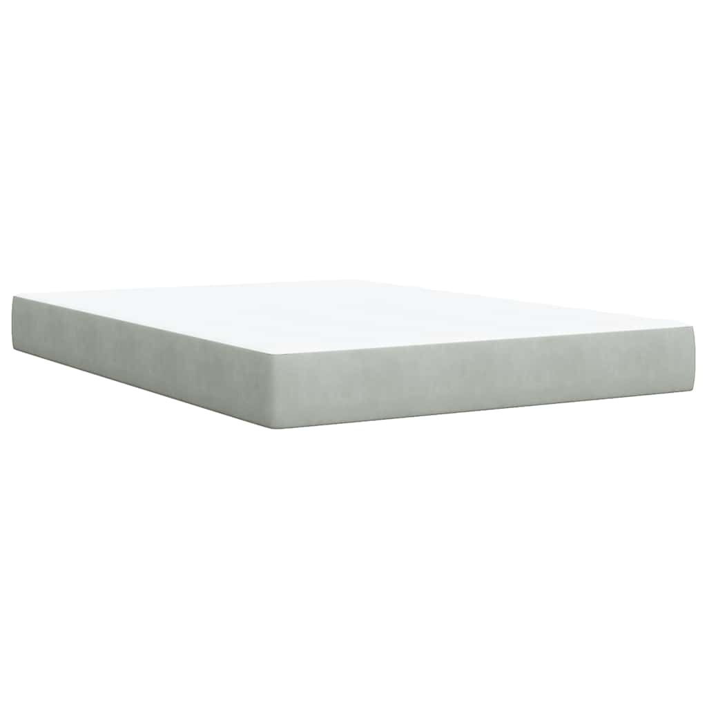 Κρεβάτι Boxspring με Στρώμα Ανοιχτό Γκρι 140x200 εκ. Βελούδινο - Pakobazaar