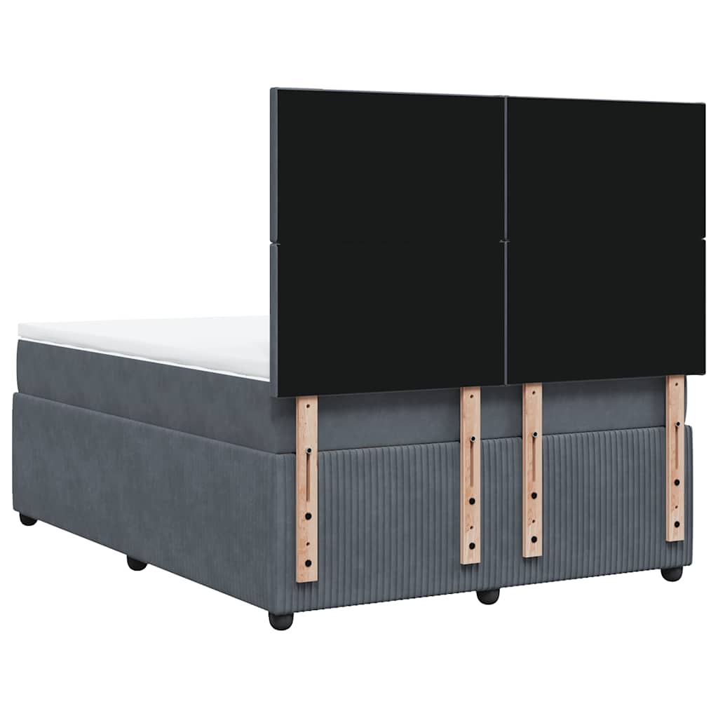 Κρεβάτι Boxspring με Στρώμα Σκούρο Γκρι 140x200 εκ. Βελούδινο - Pakobazaar