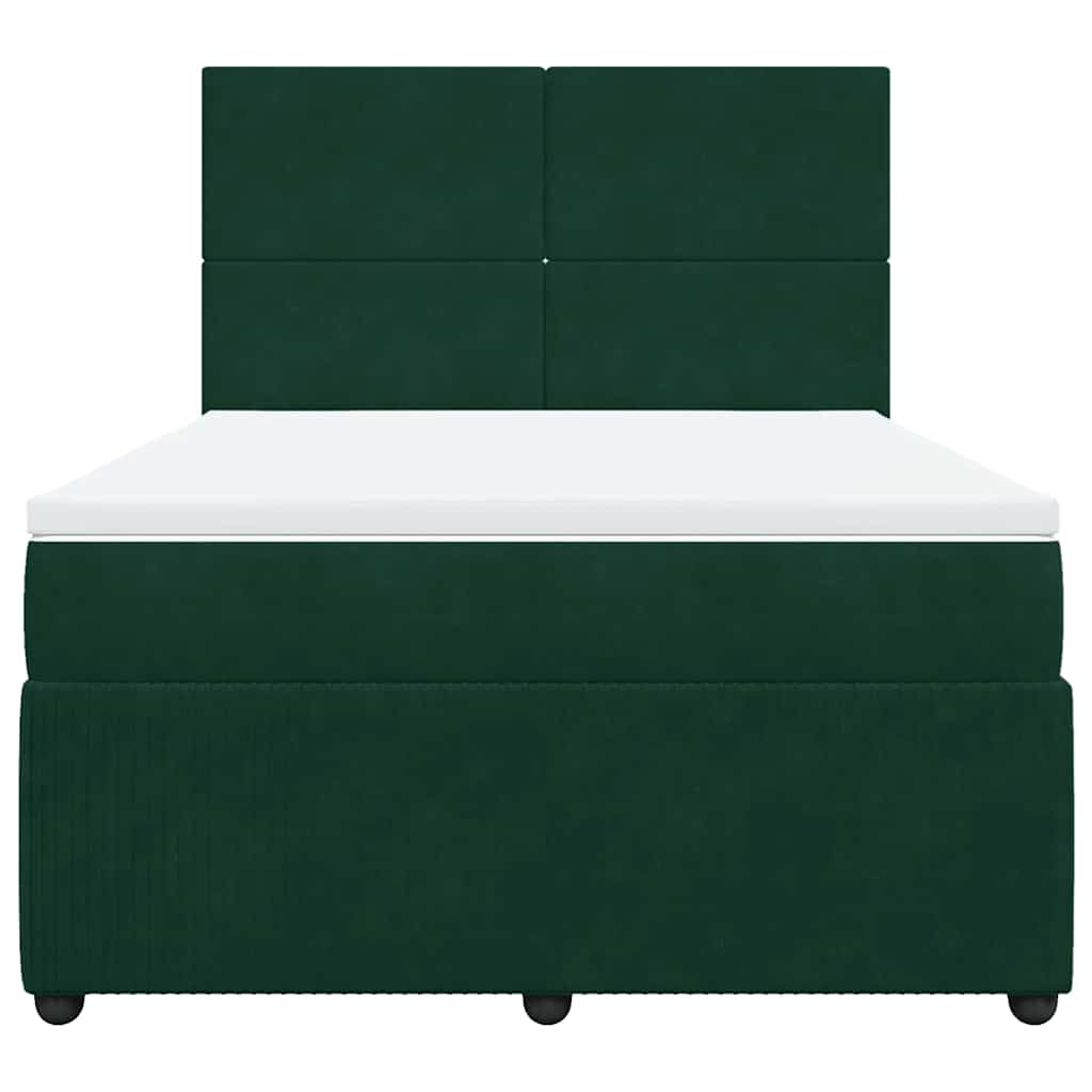 Κρεβάτι Boxspring με Στρώμα Σκούρο Πράσινο 140x200εκ. Βελούδινο - Pakobazaar