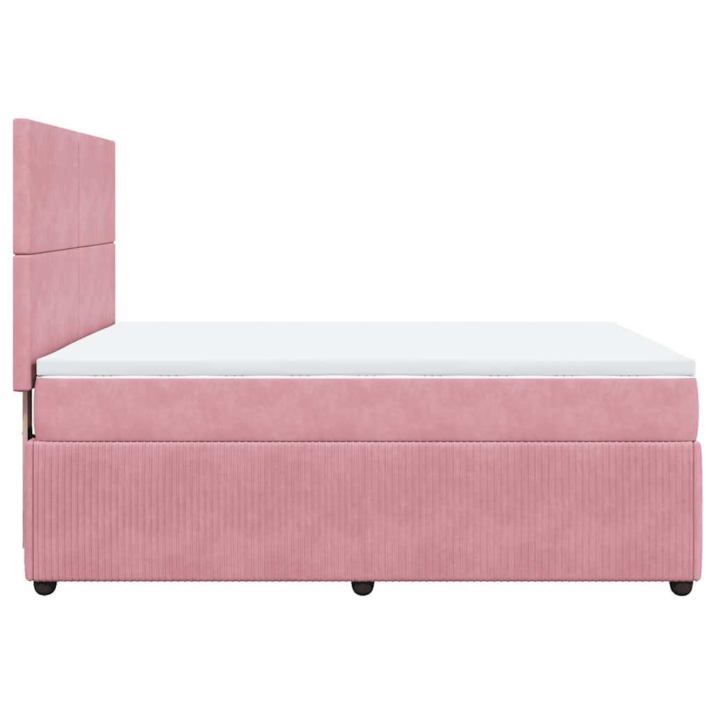 Κρεβάτι Boxspring με Στρώμα Ροζ 140x200 εκ. Βελούδινο - Pakobazaar