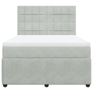 Κρεβάτι Boxspring με Στρώμα Ανοιχτό Γκρι 140x200 εκ. Βελούδινο - Pakobazaar