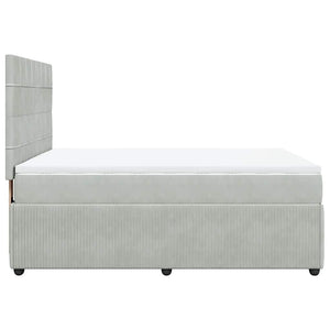 Κρεβάτι Boxspring με Στρώμα Ανοιχτό Γκρι 140x200 εκ. Βελούδινο - Pakobazaar