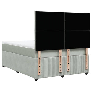 Κρεβάτι Boxspring με Στρώμα Ανοιχτό Γκρι 140x200 εκ. Βελούδινο - Pakobazaar