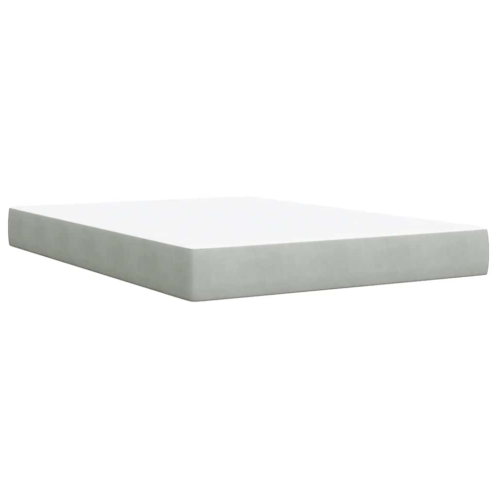 Κρεβάτι Boxspring με Στρώμα Ανοιχτό Γκρι 140x200 εκ. Βελούδινο - Pakobazaar