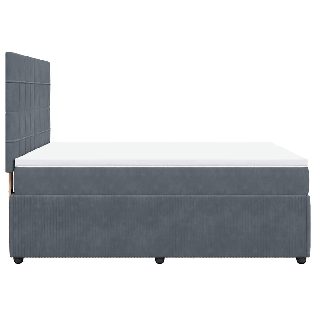 Κρεβάτι Boxspring με Στρώμα Σκούρο Γκρι 140x200 εκ. Βελούδινο
