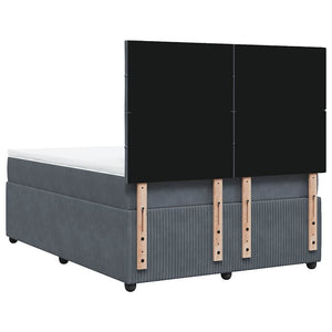 Κρεβάτι Boxspring με Στρώμα Σκούρο Γκρι 140x200 εκ. Βελούδινο