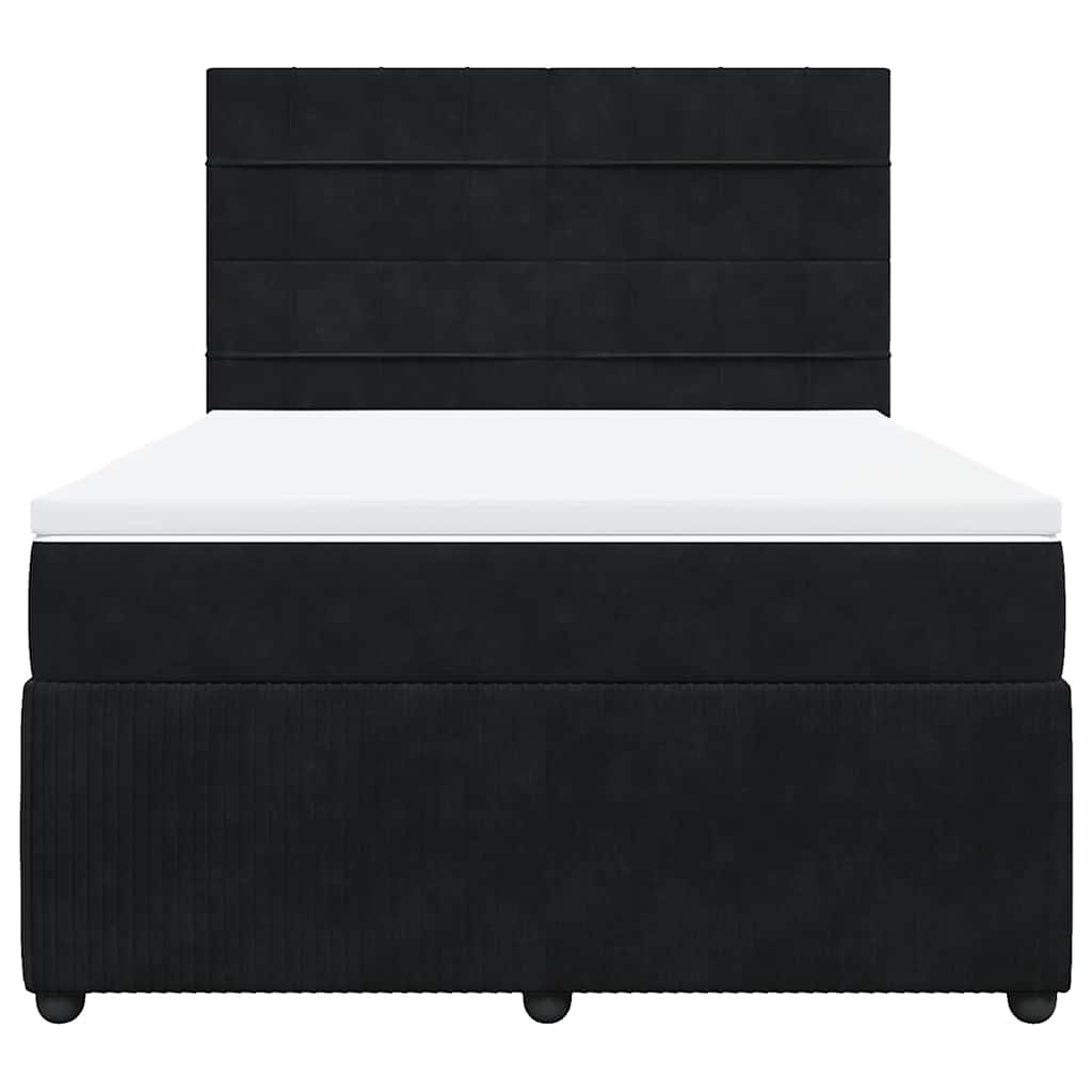 Κρεβάτι Boxspring με Στρώμα Μαύρο 140x200 εκ. Βελούδινο - Pakobazaar