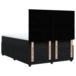 Κρεβάτι Boxspring με Στρώμα Μαύρο 140x200 εκ. Βελούδινο - Pakobazaar