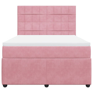 Κρεβάτι Boxspring με Στρώμα Ροζ 140x200 εκ. Βελούδινο - Pakobazaar