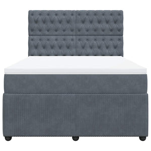 Κρεβάτι Boxspring με Στρώμα Σκούρο Γκρι 140x200 εκ. Βελούδινο