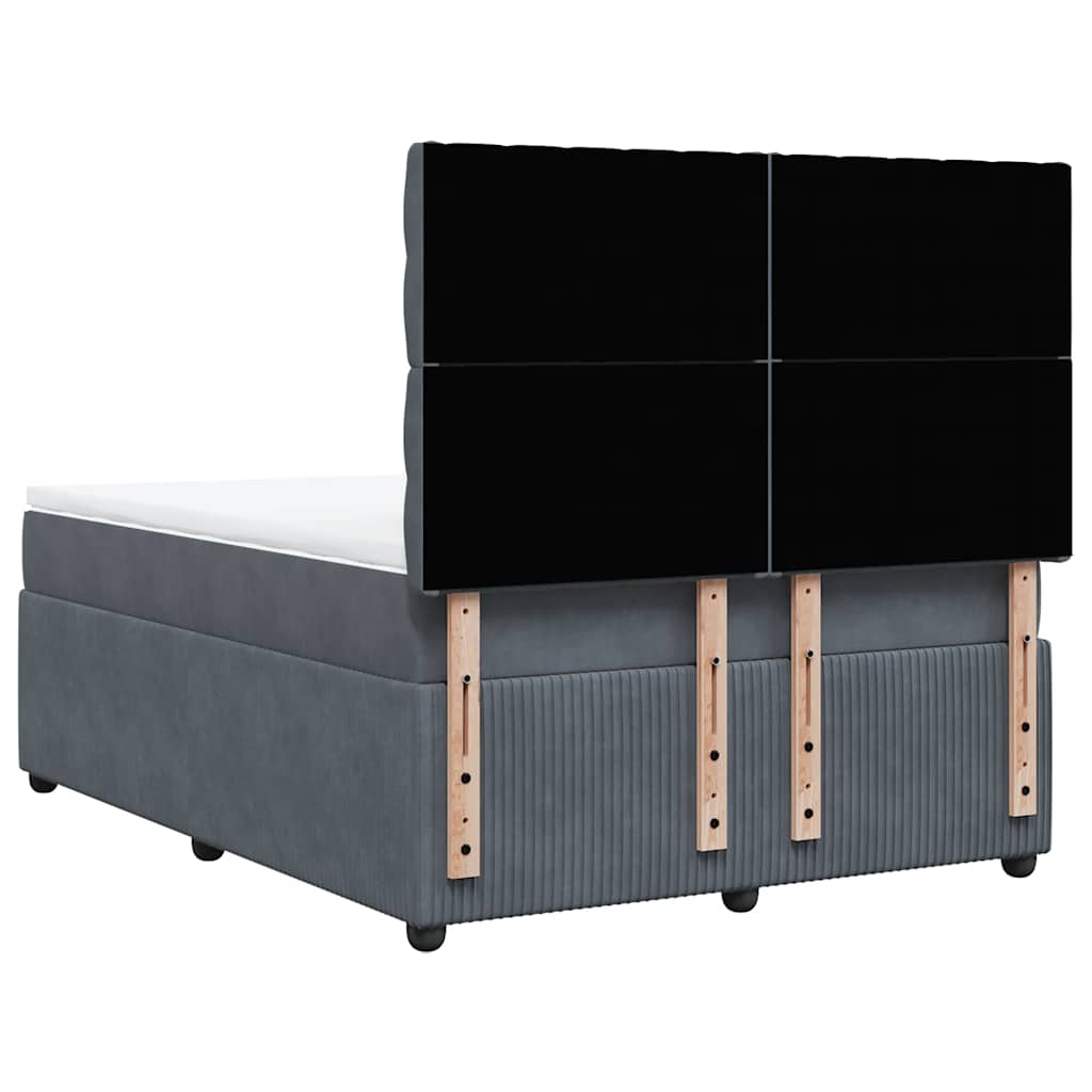 Κρεβάτι Boxspring με Στρώμα Σκούρο Γκρι 140x200 εκ. Βελούδινο