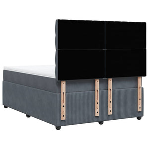 Κρεβάτι Boxspring με Στρώμα Σκούρο Γκρι 140x200 εκ. Βελούδινο