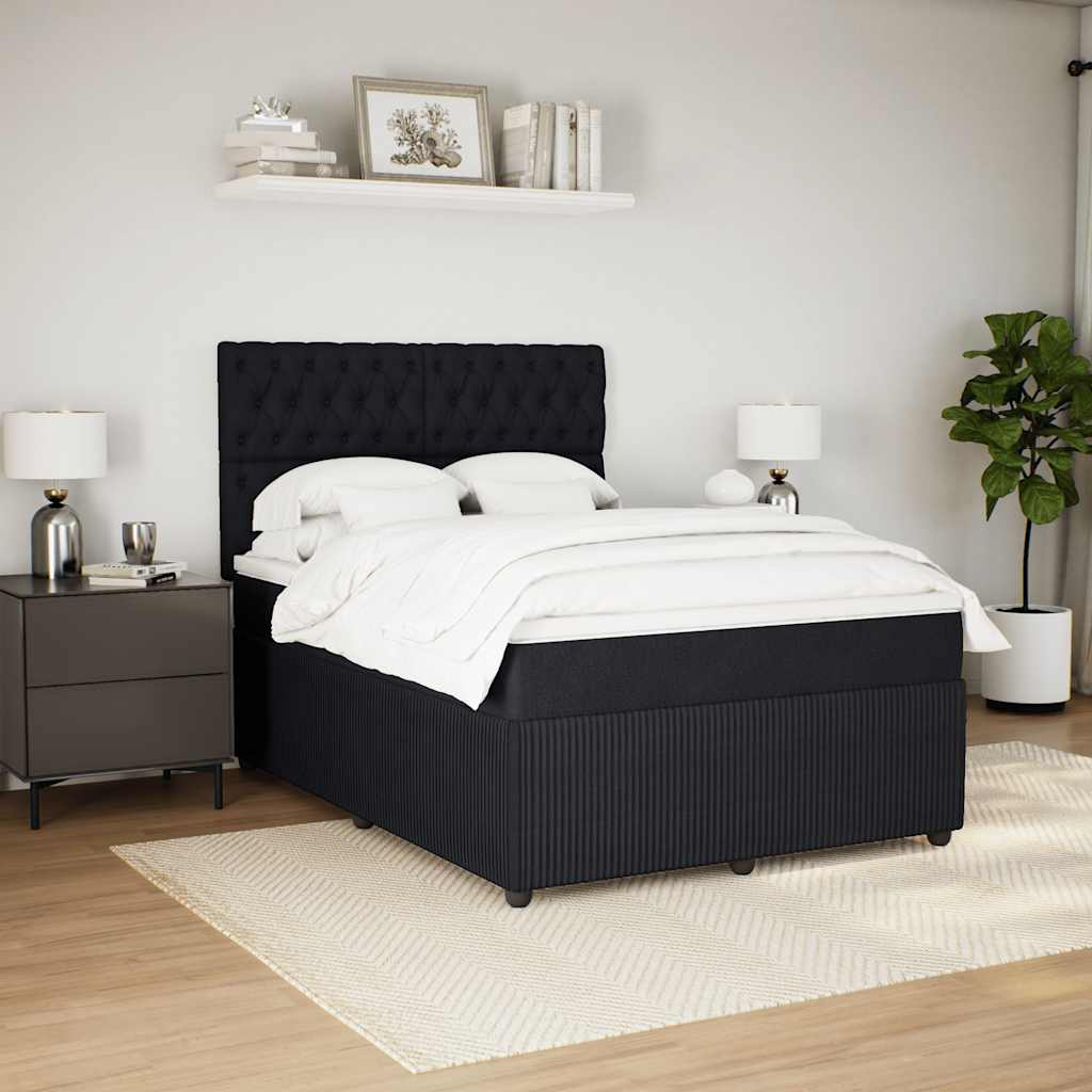 Κρεβάτι Boxspring με Στρώμα Μαύρο 140x200 εκ. Βελούδινο - Pakobazaar