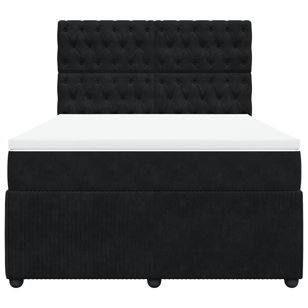 Κρεβάτι Boxspring με Στρώμα Μαύρο 140x200 εκ. Βελούδινο - Pakobazaar