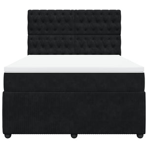 Κρεβάτι Boxspring με Στρώμα Μαύρο 140x200 εκ. Βελούδινο - Pakobazaar