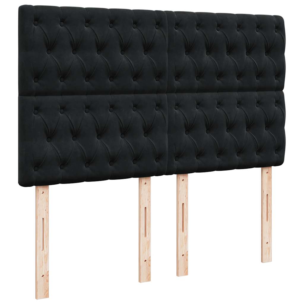 Κρεβάτι Boxspring με Στρώμα Μαύρο 140x200 εκ. Βελούδινο - Pakobazaar