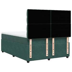 Κρεβάτι Boxspring με Στρώμα Σκούρο Πράσινο 140x200εκ. Βελούδινο