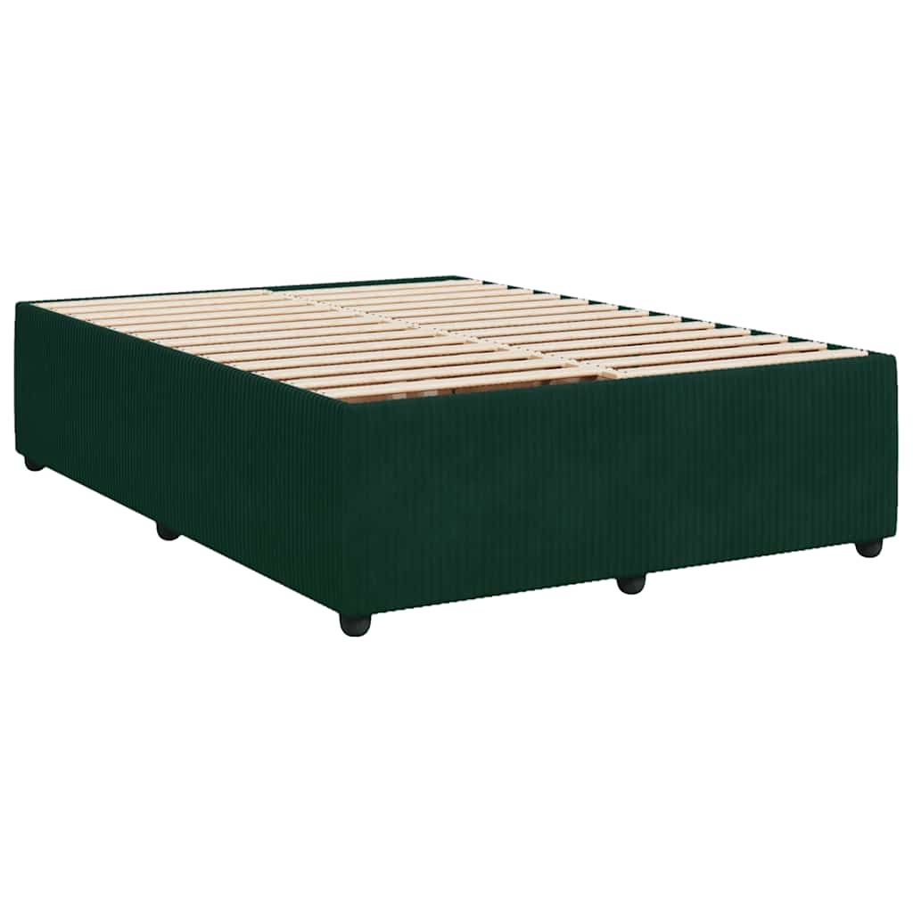 Κρεβάτι Boxspring με Στρώμα Σκούρο Πράσινο 140x200εκ. Βελούδινο