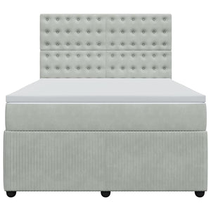 Κρεβάτι Boxspring με Στρώμα Ανοιχτό Γκρι 140x200 εκ. Βελούδινο - Pakobazaar